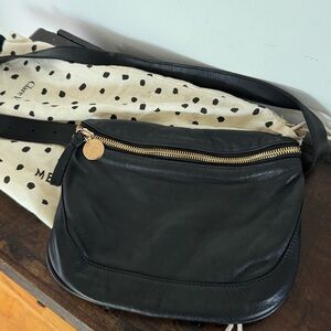 Clare V black leather fanny pack crossbody bag